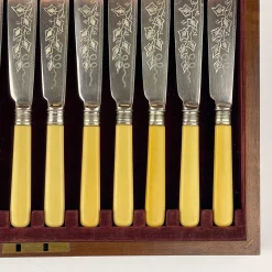 Antike versilberte Fischmesser und Gabeln für 12 von Sheffield, England, 1910er, 24 Set