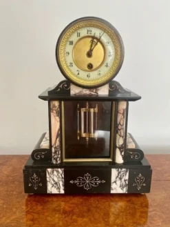 Antike viktorianische Blockuhr aus Marmor, 1860, 3 . Set