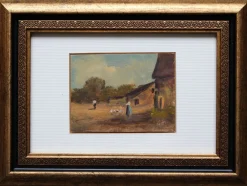 Antonio Leto, Im Hof, Öl an Bord, 1890er