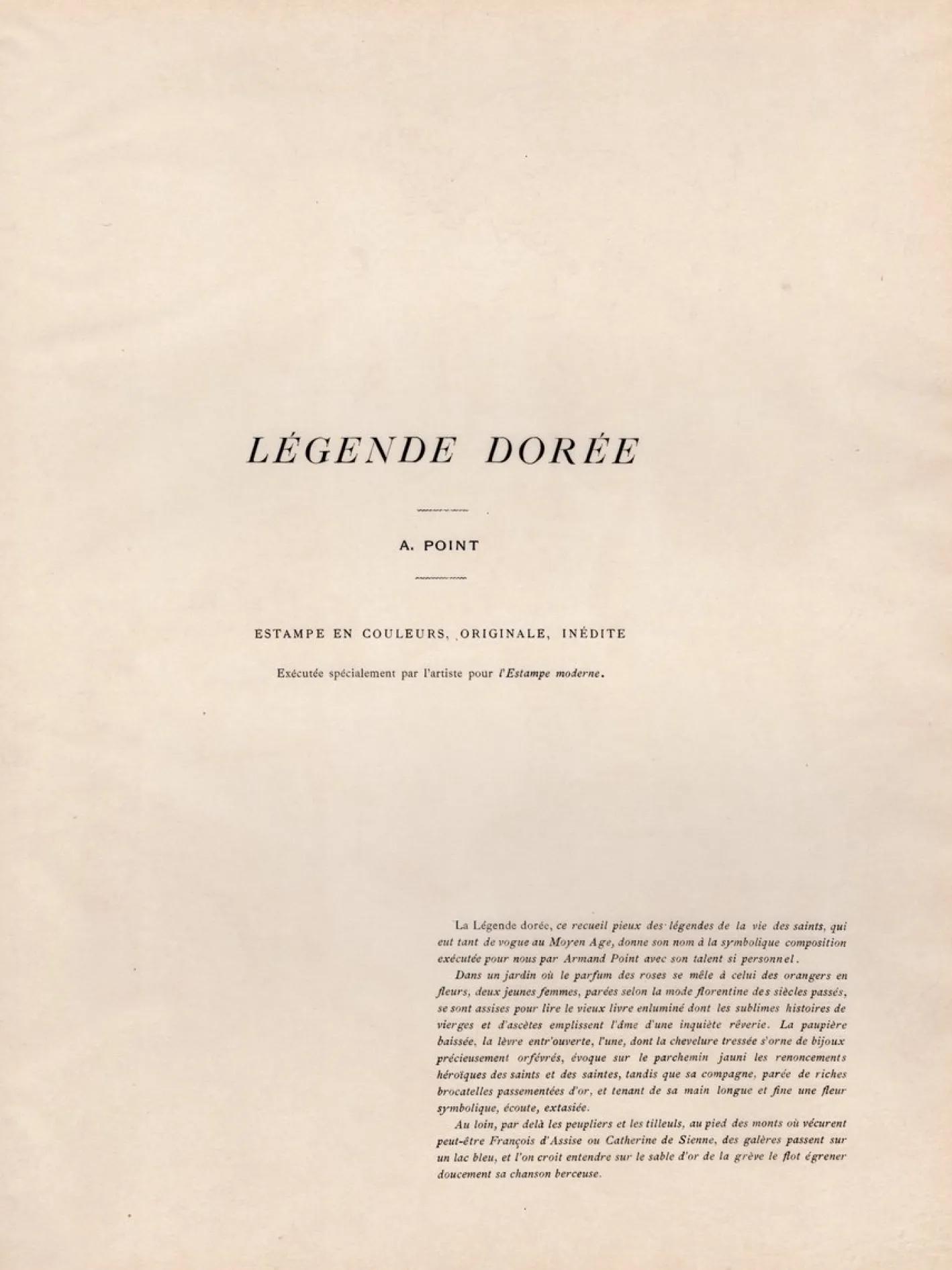 Armand Point, Légende Dorée, 1897, Lithographie auf Papier