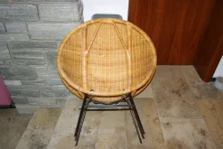Armlehnstuhl aus Korbgeflecht von Paul McCob, USA, 1950er