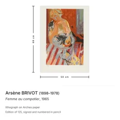 Arsène Brivot, Frau mit Obstschale, 1965, Lithographie