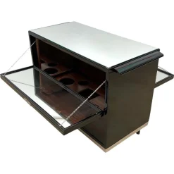 Art Deco Barwagen aus Schwarz Lackiertem Mahagoni, Spiegelglas & Chrom, Frankreich, 1930