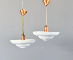 Art Deco Deckenfluter aus Kupfer & Emaille, 1930er, 2er Set
