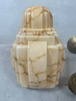 Art Deco Hängelampe aus marmoriertem Opalglas, 1930er