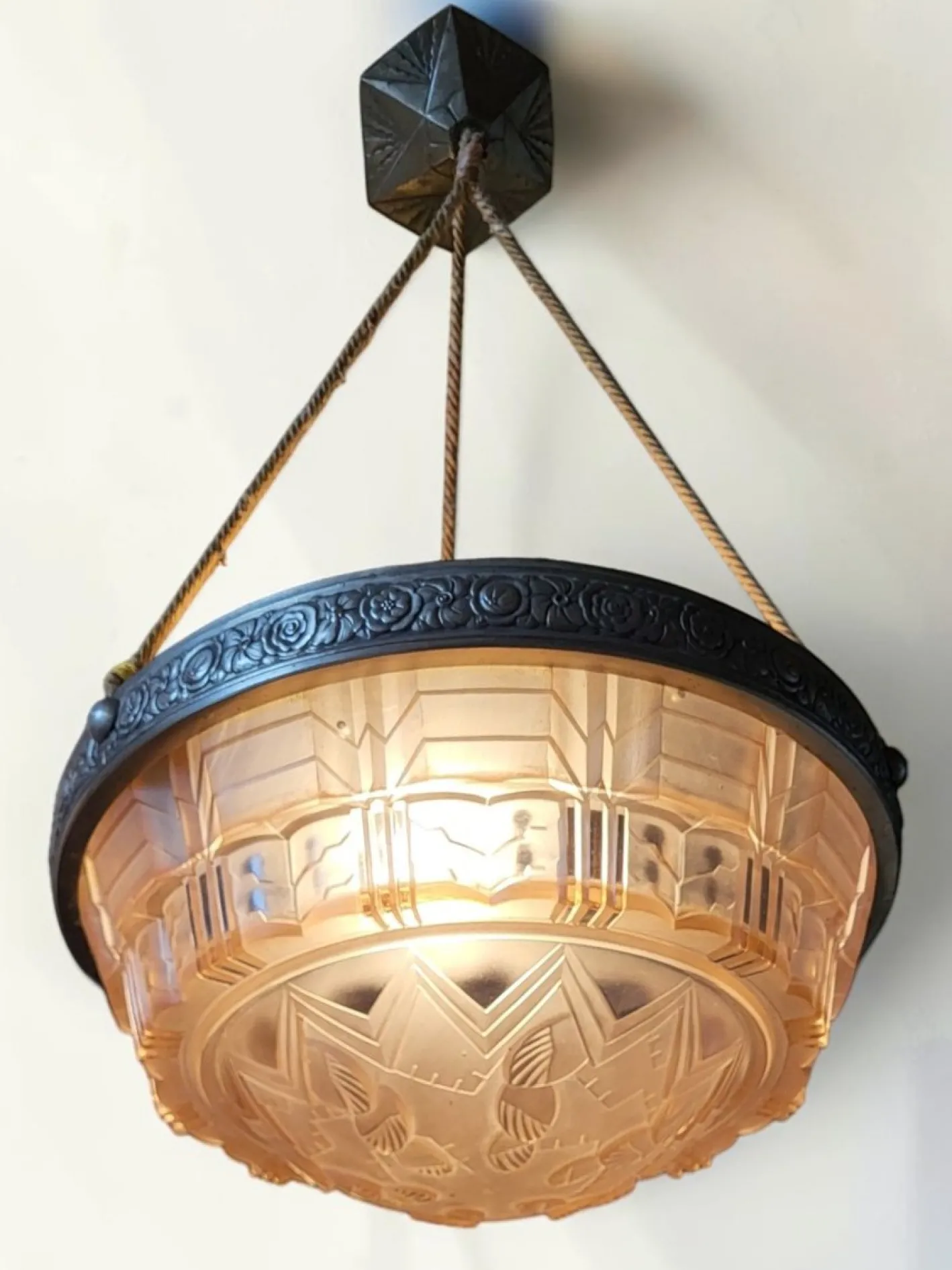 Art Deco Hängelampe von Muller Frères, 1920er