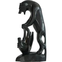 Art Deco Kampfender Panther aus Holz, 1930er