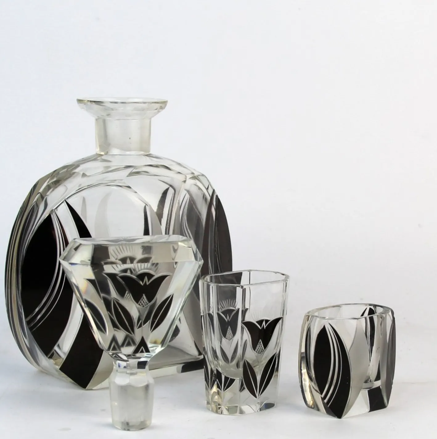 Art Deco Karaffe Set mit Gläsern von Karl Palda, 1920er, 11 . Set