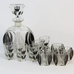 Art Deco Karaffe Set mit Gläsern von Karl Palda, 1920er, 11 . Set