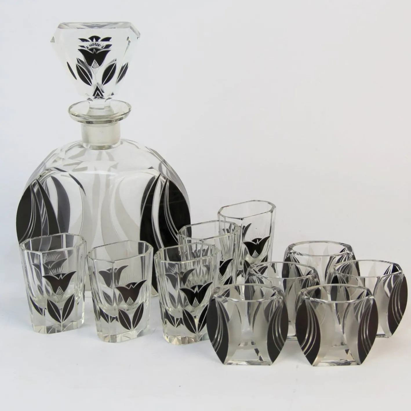 Art Deco Karaffe Set mit Gläsern von Karl Palda, 1920er, 11 . Set