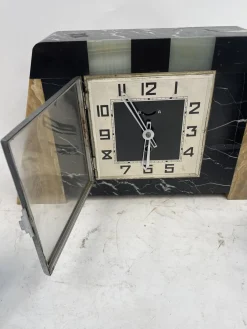 Art Deco Marmoruhr, 1930er, 3er Set