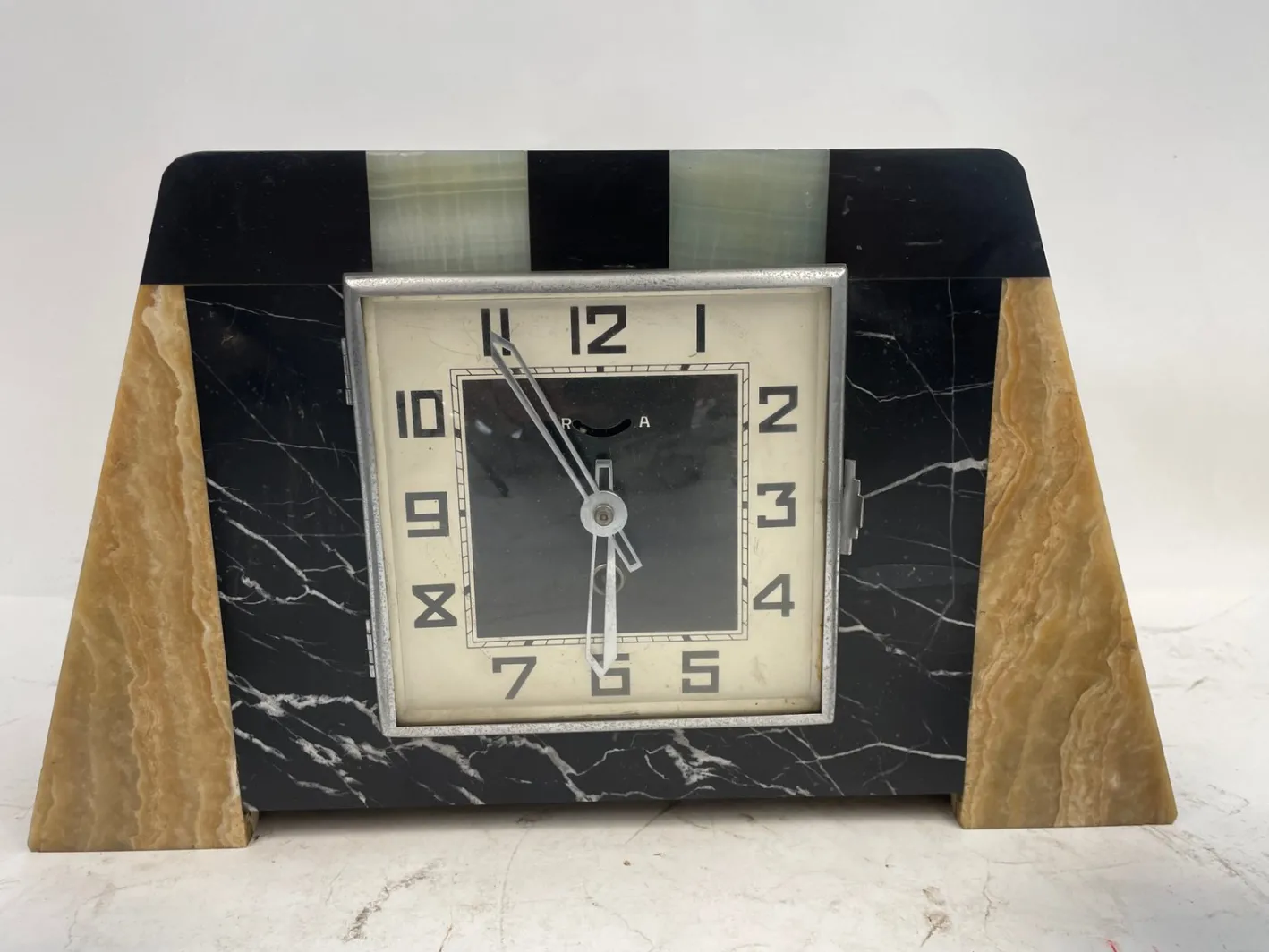 Art Deco Marmoruhr, 1930er, 3er Set