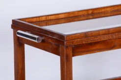 Art Deco Servierwagen aus Eiche & Glas von Thonet, 1920er