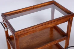 Art Deco Servierwagen aus Eiche & Glas von Thonet, 1920er