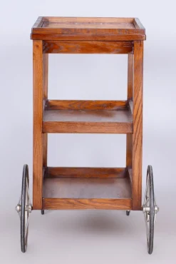 Art Deco Servierwagen aus Eiche & Glas von Thonet, 1920er