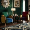 Art Deco Sessel mit buntem Patchwork-Samt, 2er Set