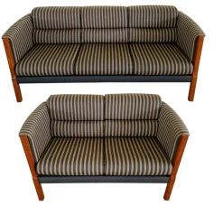 Art Deco Sofas mit Doppel- und Dreiersitzen, 2er Set