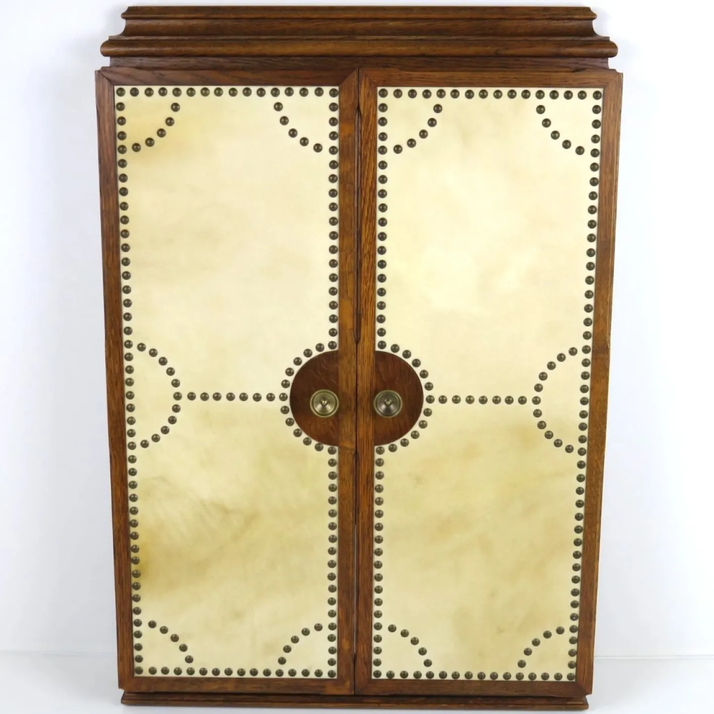 Art Deco Spiegelschrank aus Eiche mit Pergamentplatten, 1930