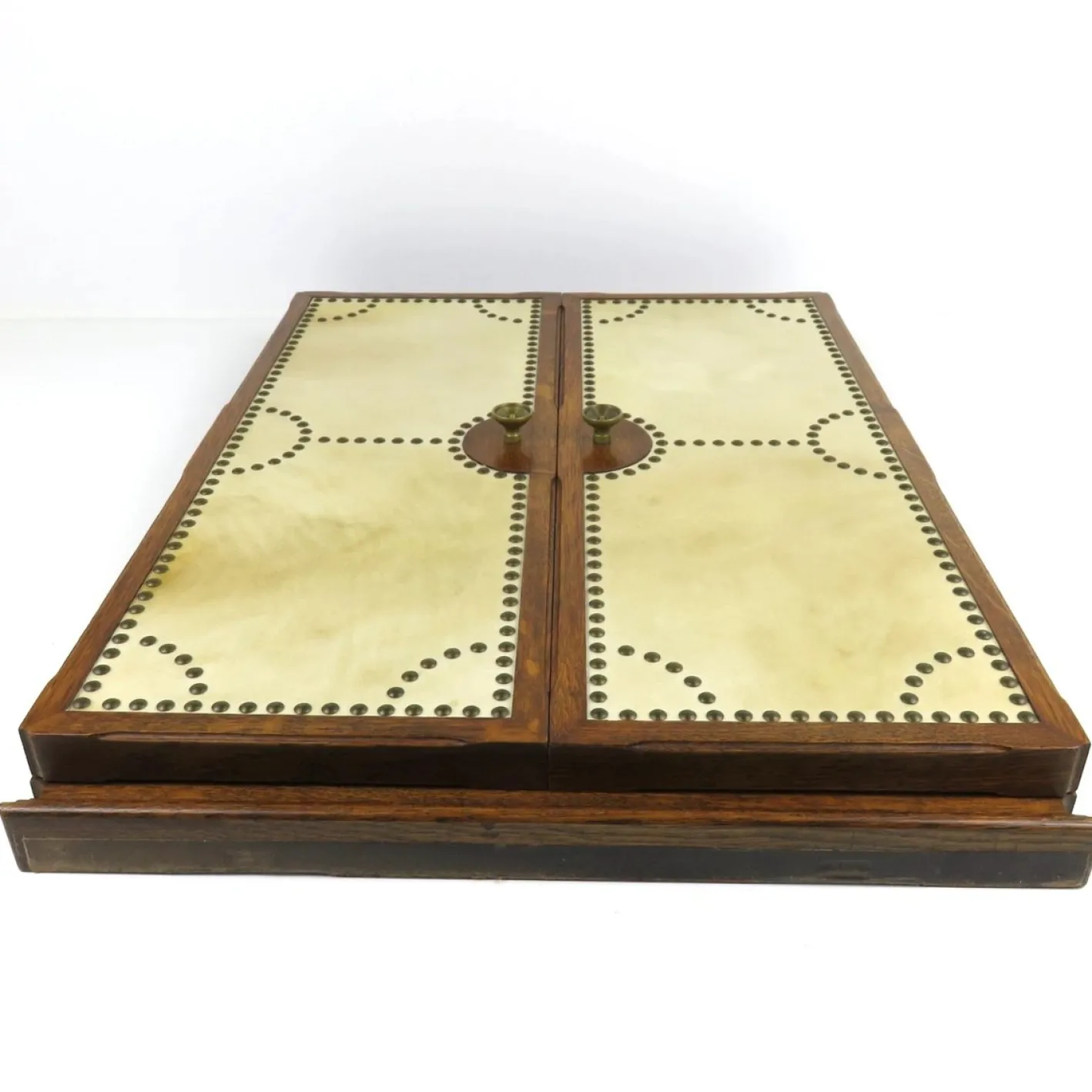 Art Deco Spiegelschrank aus Eiche mit Pergamentplatten, 1930