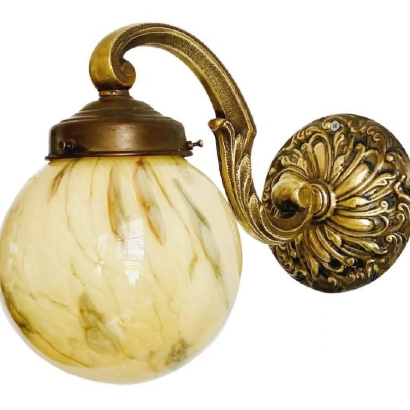 Art Deco Wandlampe aus Messing & Opalglas, 1930er