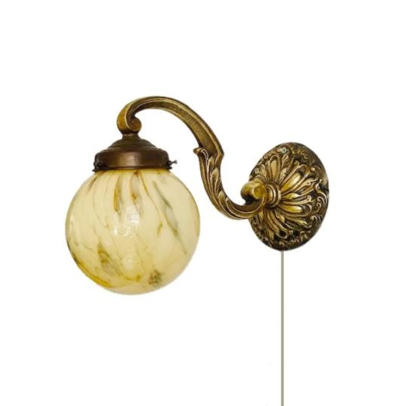 Art Deco Wandlampe aus Messing & Opalglas, 1930er