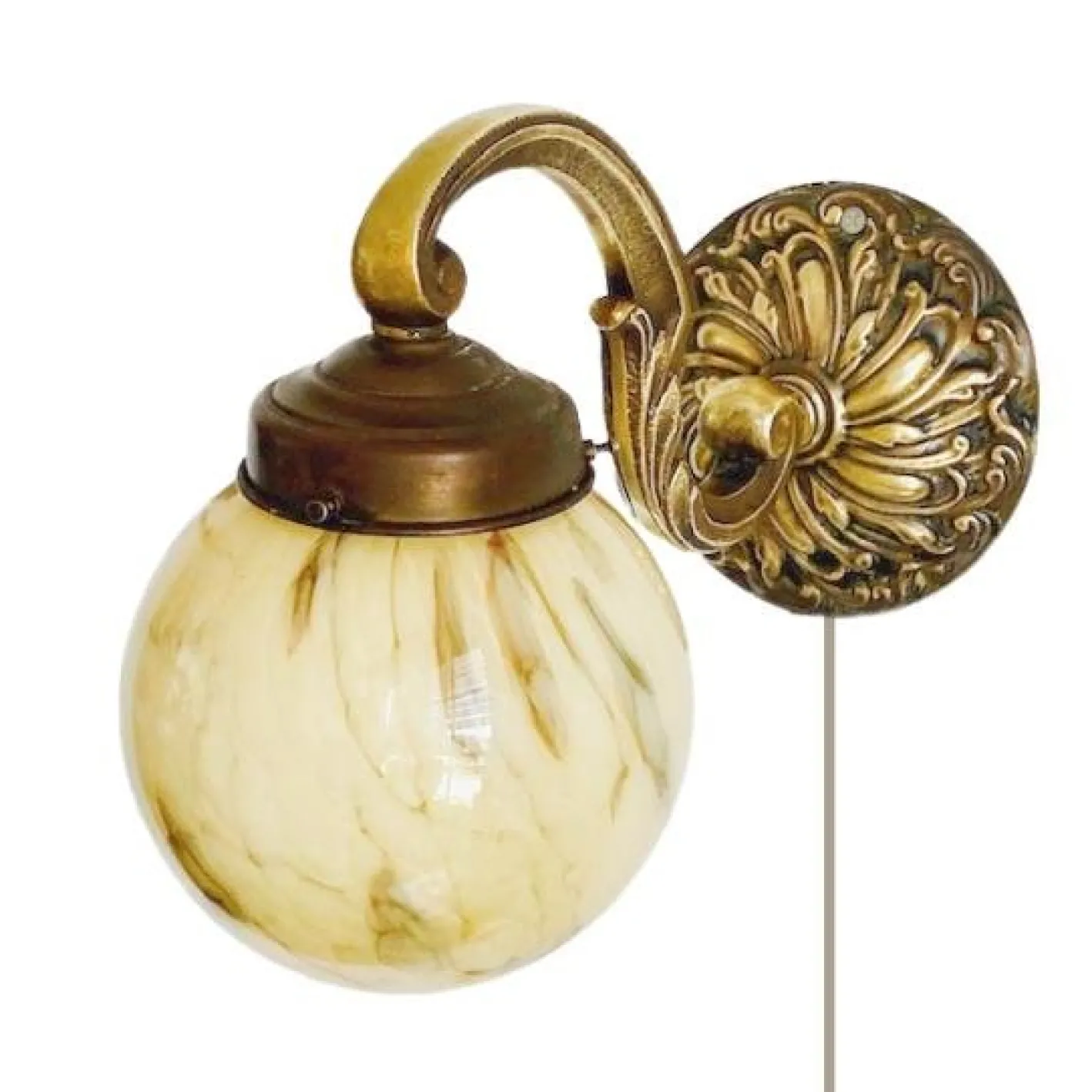 Art Deco Wandlampe aus Messing & Opalglas, 1930er