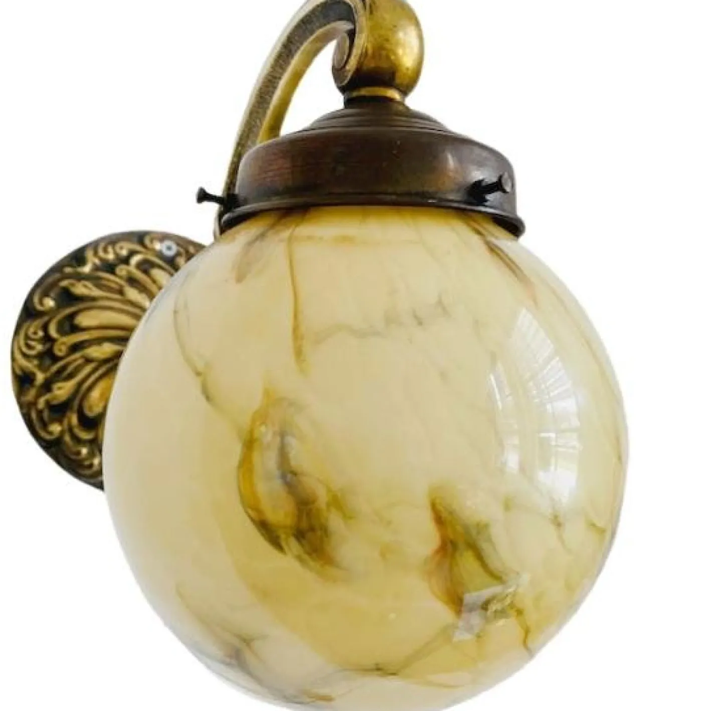 Art Deco Wandlampe aus Messing & Opalglas, 1930er
