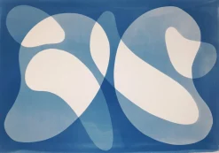Art of Cyan, Back to Back Organic Floating Shapes, 2026, Cyanotype