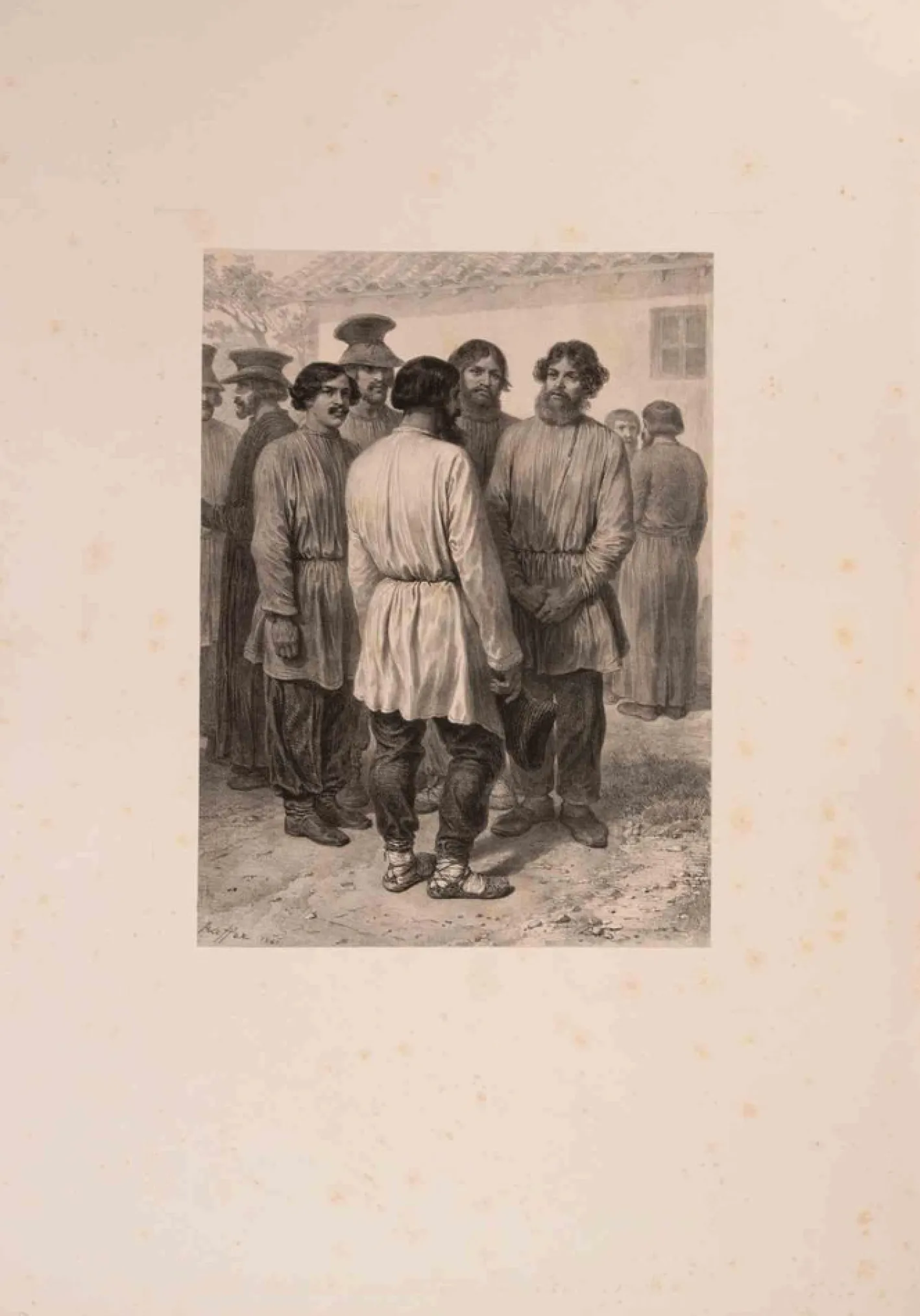 Auguste Raffet, Paysans russes, Lithographie, 1841