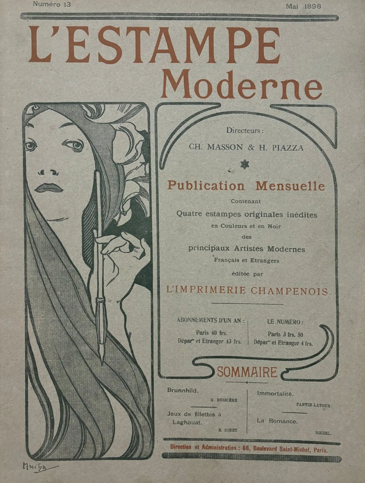 Auguste Roedel, La Romance, 1898, Lithographie & Papier