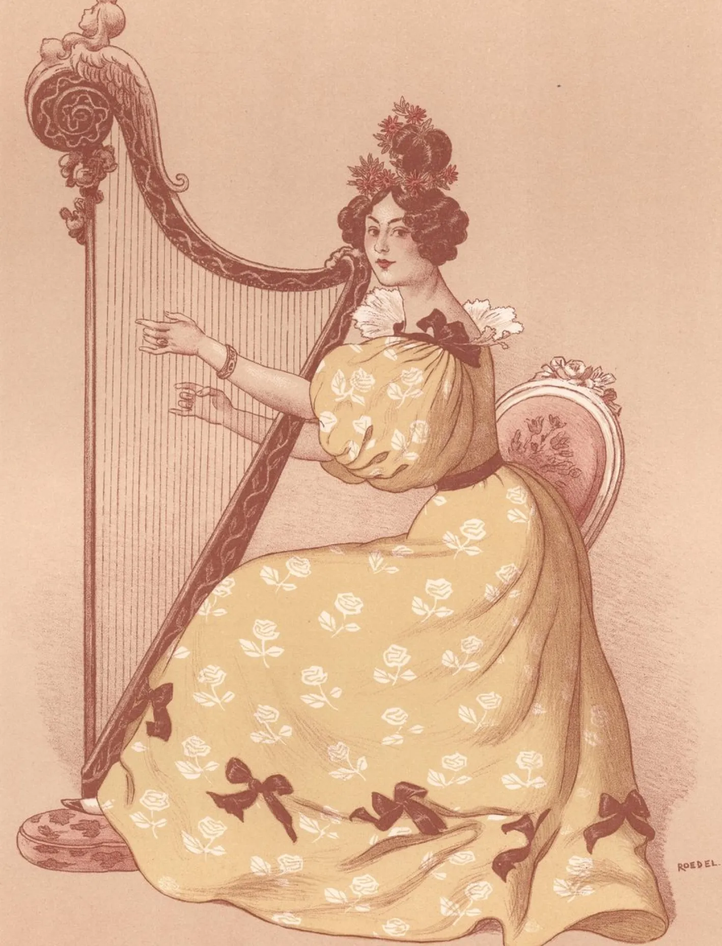 Auguste Roedel, La Romance, 1898, Lithographie & Papier