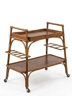 Bamboo and Wood Serving Cart, 1960s