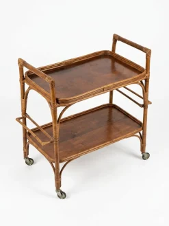 Bamboo and Wood Serving Cart, 1960s