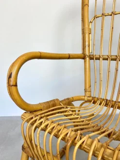 Bambus Schaukelstuhl aus Korbgeflecht, Italien, 1960er