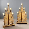 Barocke Fackellampen aus geschnitztem Holz, 2er Set