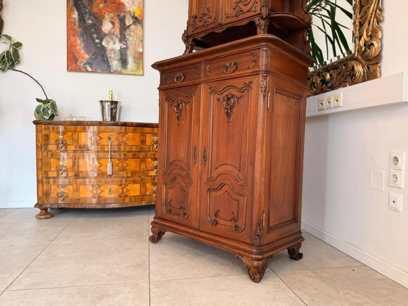 Barockes Pipe Buffet aus Eiche mit Frontfront