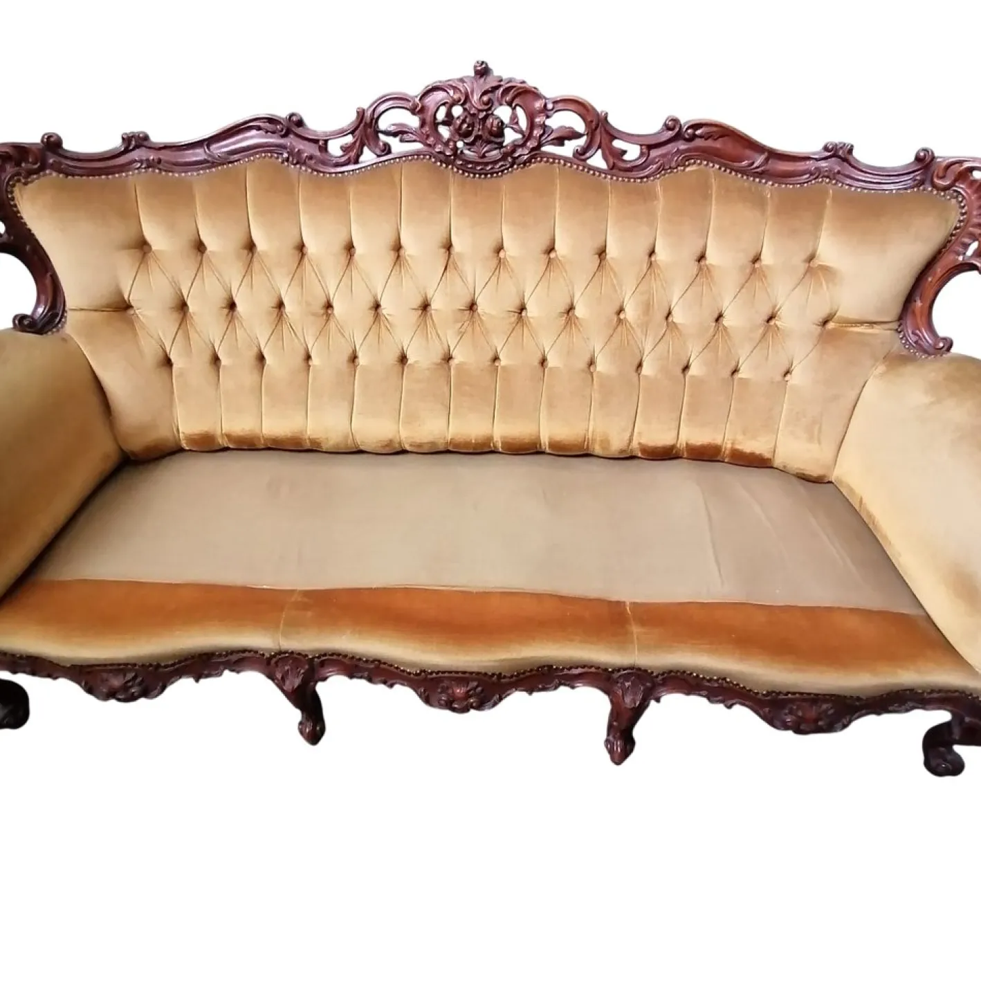 Barockes Sofa aus goldenem Samt, 1950er