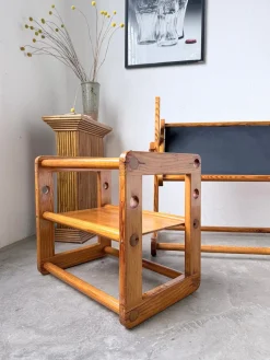 Bauhaus Kiefernholz Schreibtisch & Stuhl, 1960er, 2er Set
