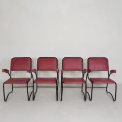 Bauhaus Sessel & Couchtisch mit Rohrgestell, 1950er, 5 . Set