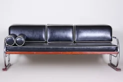 Bauhaus Sofa aus Chrom & Leder, Robert Slezák zugeschrieben, Tschechisch, 1930er