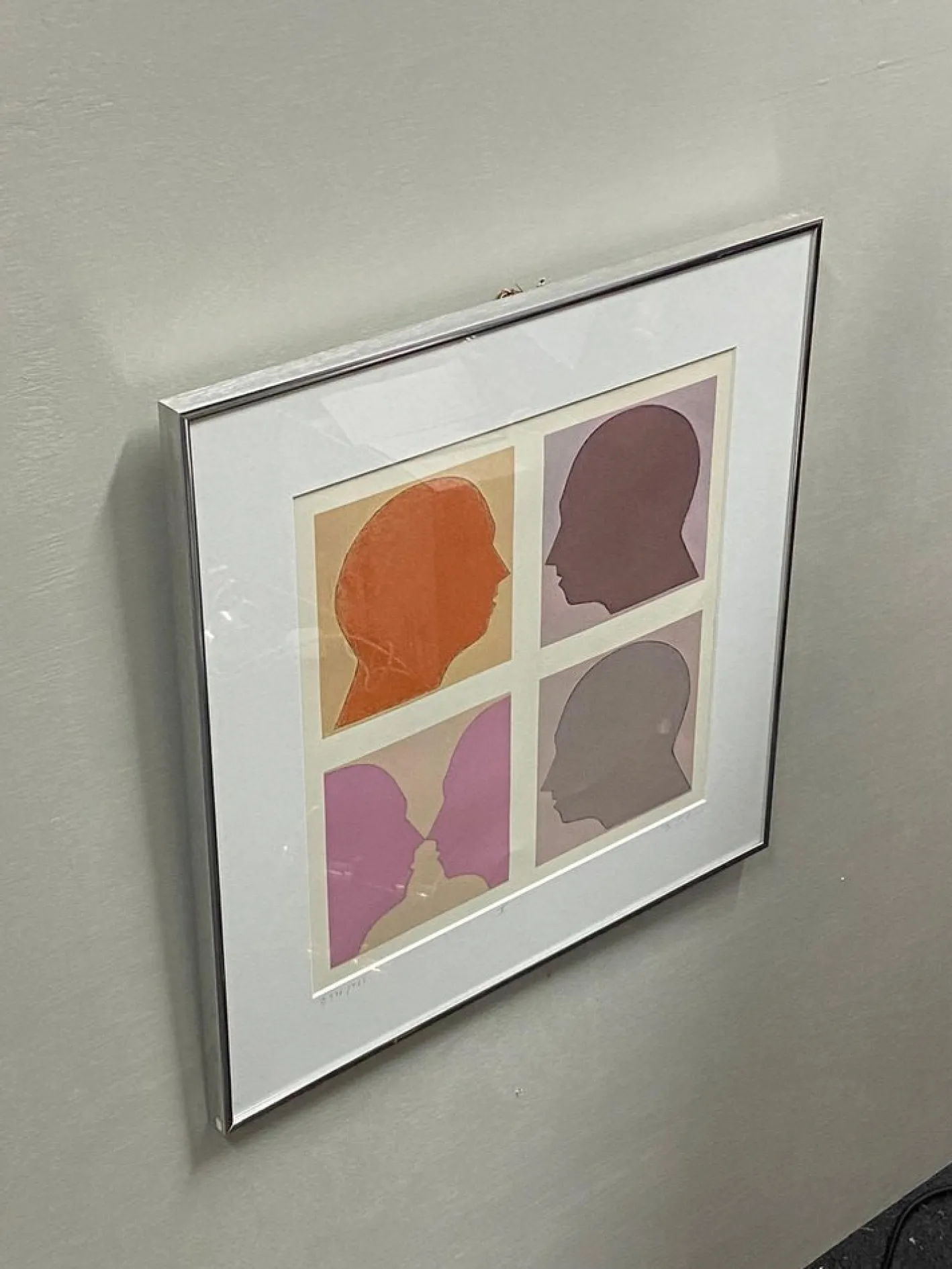 Beate Selzer, Silhouette Gesichter, 1990er, Lithographie, Gerahmt