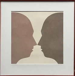 Beate Selzer, Silhouette Gesichter, 1990er, Lithographie, Gerahmt
