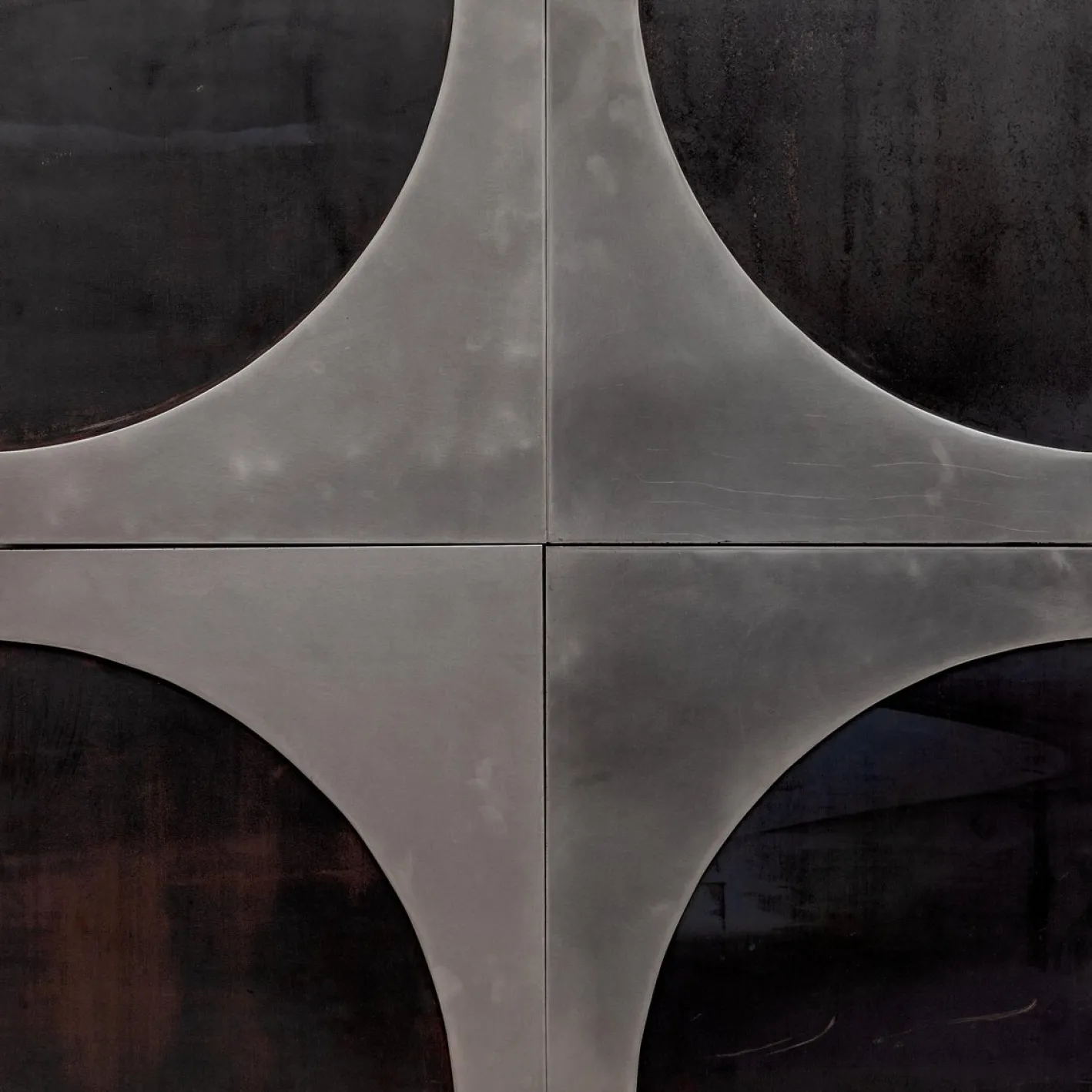 Belgische Brutalistische Wandskulptur in Schwarz & Silber, 1960er, 4er Set