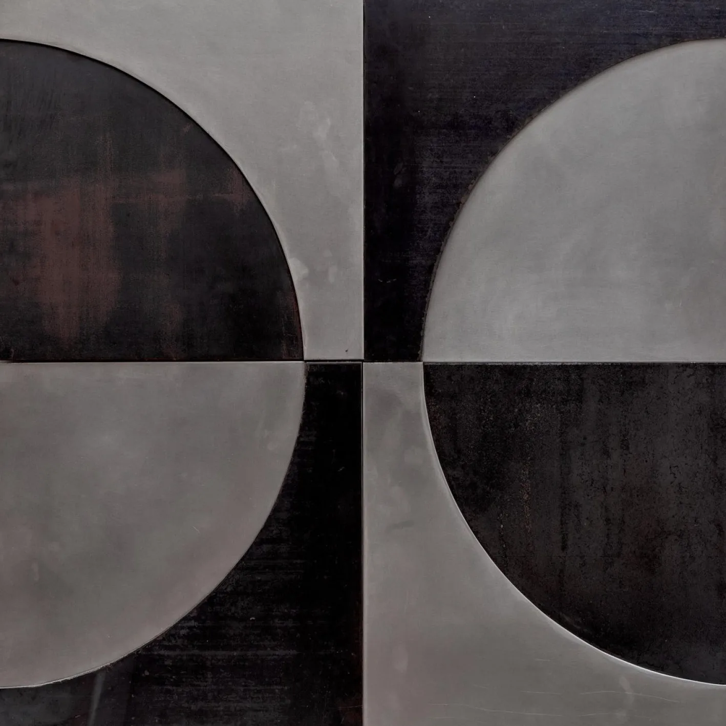 Belgische Brutalistische Wandskulptur in Schwarz & Silber, 1960er, 4er Set