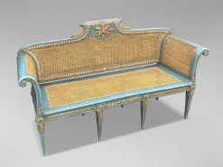 Bemaltes Louis XVI Bergère Sofa aus Schilfrohr, 1880er