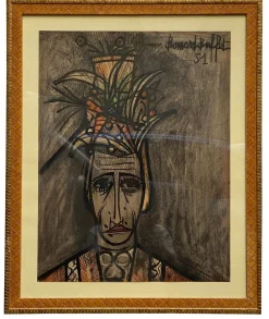 Bernard Buffet, Portrait, 1950, Kunstwerk auf Papier