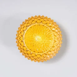 Bernsteinfarbene Ananas Decken- oder Wandlampe, 1950er