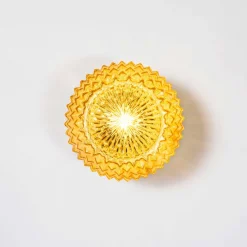 Bernsteinfarbene Ananas Decken- oder Wandlampe, 1950er