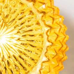 Bernsteinfarbene Ananas Decken- oder Wandlampe, 1950er