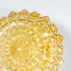 Bernsteinfarbene kugelförmige Wandlampe in Ananas-Optik, 1950er